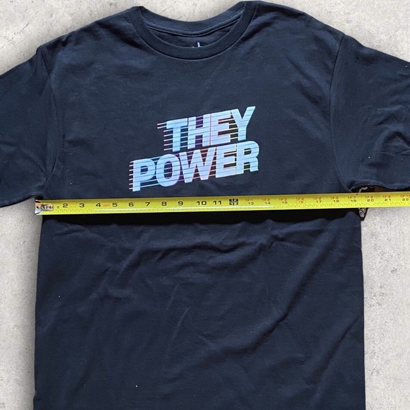 “They Power” THE PHLUID PROJECT LGBTQ PRIDE Black Rainbow T-Shirt Unisex M Black - Picture 3 of 6